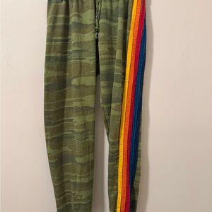 Aviator Nation Camouflage Joggers with Rainbow Accent